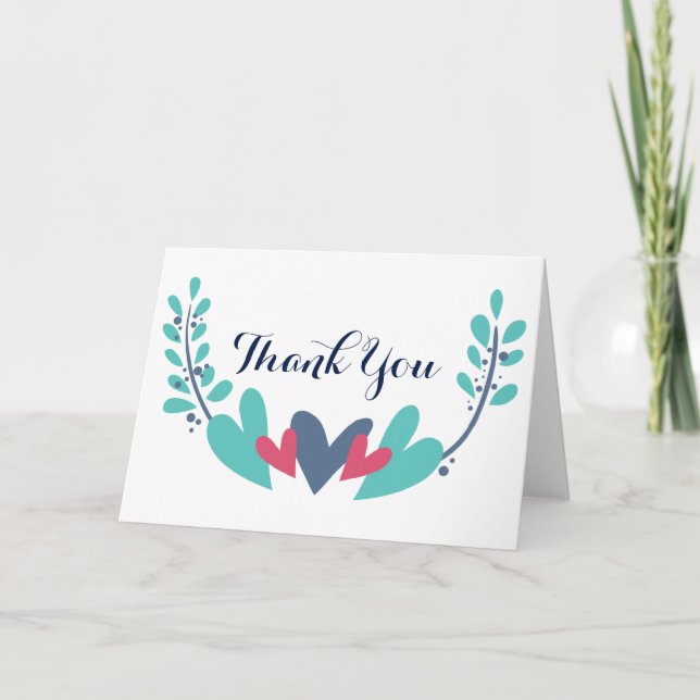 Remerciements Carte de remerciement de mariage Cœurs et Vignes (Devant)