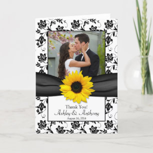 Remerciements Carte de remerciement de mariage Damassé Tournesol