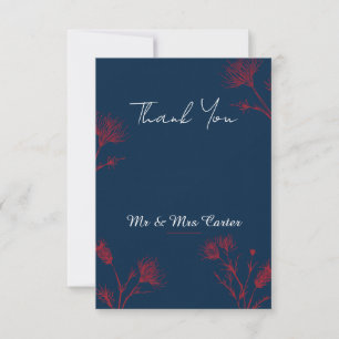 Remerciements Carte de remerciement de mariage Dark Navy Red Pro