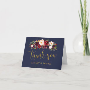 Remerciements Carte de remerciement de mariage d'automne Navy Ma