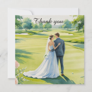 Remerciements Carte de remerciement de mariage de golf aquarelle