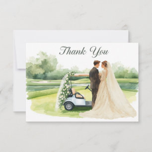 Remerciements Carte de remerciement de mariage de golf avec la m