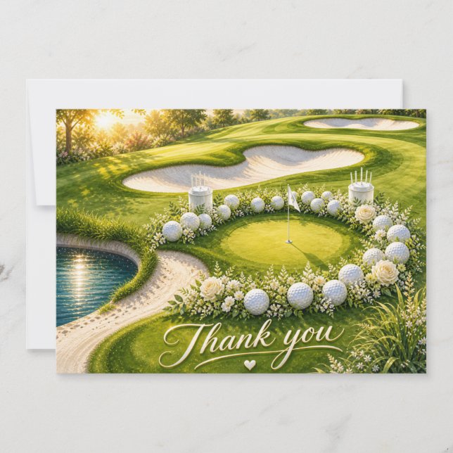 Remerciements Carte de remerciement de mariage de golf pour golf (Devant)