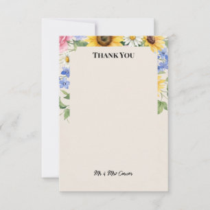 Remerciements Carte de remerciement de mariage de jardin bleu ch