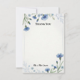 Remerciements Carte de remerciement de mariage de jardin bleu ch