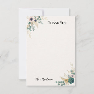 Remerciements Carte de remerciement de mariage de jardin bleu ch