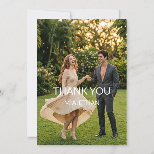 Remerciements Carte de remerciement de mariage de jardin minimal (Devant)