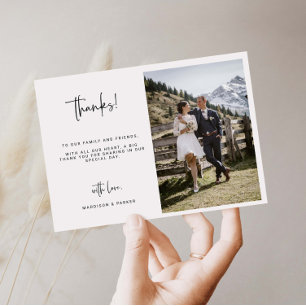 Remerciements Carte de remerciement de Mariage de script minimal
