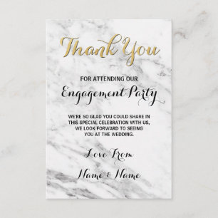 Remerciements Carte de remerciement de mariage déco Marbre Or En