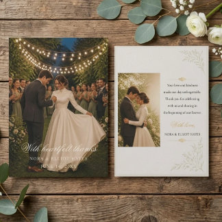 Remerciements Carte de remerciement de mariage élégant de jardin