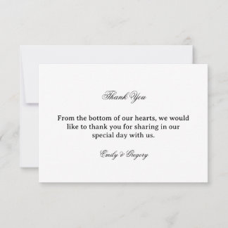 Remerciements Carte de remerciement de mariage élégante