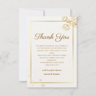 Remerciements Carte de remerciement de mariage élégante à fleurs