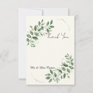 Remerciements Carte de remerciement de mariage élégante à la ver
