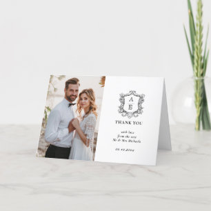 Remerciements Carte de remerciement de mariage élégante à monogr