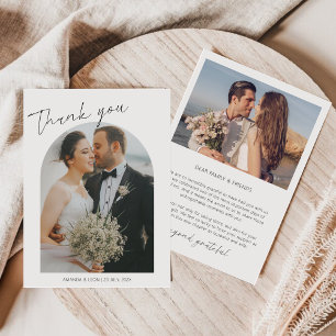 Remerciements Carte de remerciement de mariage élégante avec 2 p