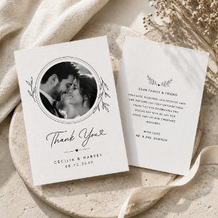 Remerciements Carte de remerciement de mariage élégante avec cer