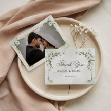 Carte de remerciement de mariage élégante avec fle