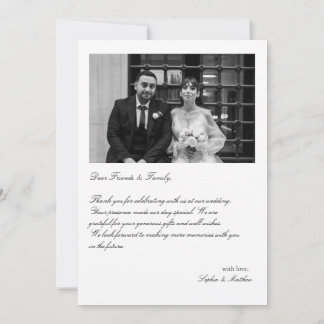 Remerciements Carte de remerciement de mariage élégante avec pho