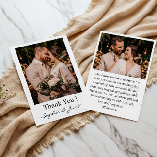 Remerciements Carte de remerciement de mariage élégante avec pho