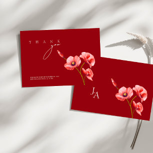 Remerciements Carte de remerciement de mariage élégante coquelic