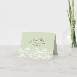 Remerciements Carte de remerciement de mariage élégante en damas