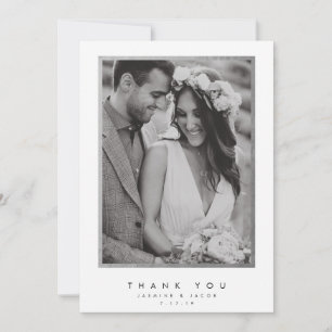 Remerciements Carte de remerciement de mariage élégante en photo
