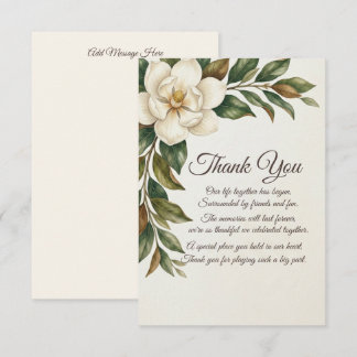 Remerciements Carte de remerciement de mariage élégante Magnolia