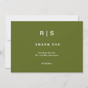 Remerciements Carte de remerciement de mariage élégante vert sau