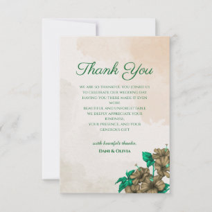 Remerciements Carte de remerciement de mariage élégante verte fl