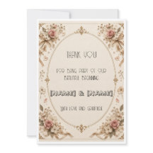 Carte de remerciement de mariage élégante vintage