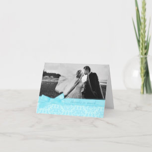 Remerciements Carte de remerciement de mariage en damas bleu pâl