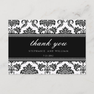 Remerciements Carte de remerciement de mariage en damassé noir e