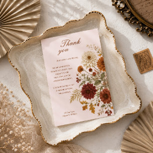 Remerciements Carte de Remerciement de Mariage Feuilles d'Automn