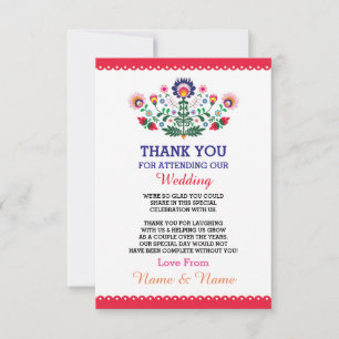 Remerciements Carte de remerciement de mariage Fiesta rouge mexi
