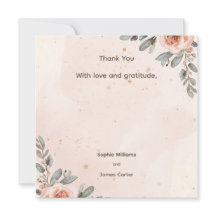 Carte de remerciement de mariage Fleur rose blush