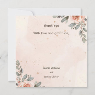 Remerciements Carte de remerciement de mariage Fleur rose blush