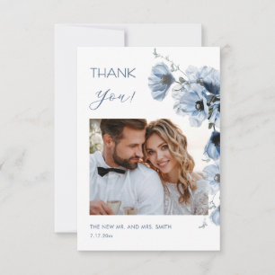 Remerciements Carte de remerciement de mariage Fleurs Bleues Tra