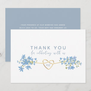 Remerciements Carte de remerciement de mariage Floral Bleu Pouss