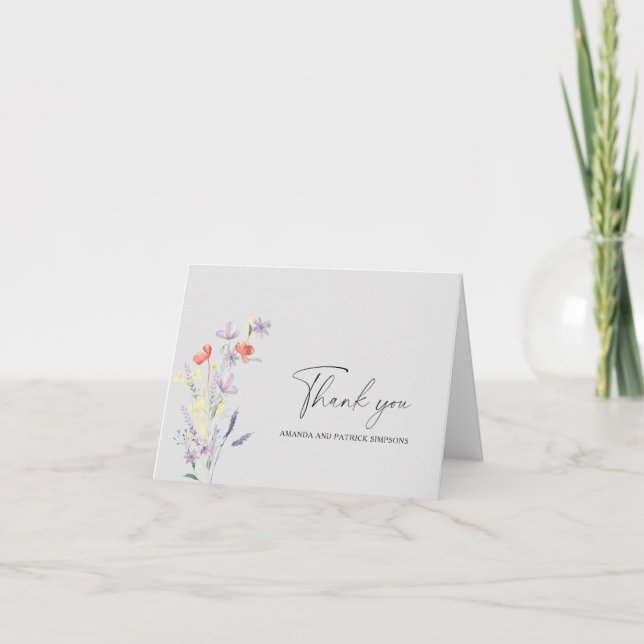 Remerciements Carte de remerciement de mariage floral boho (Devant)