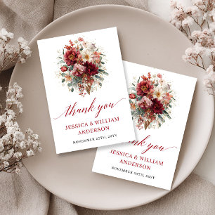Remerciements Carte de remerciement de mariage floral d'automne