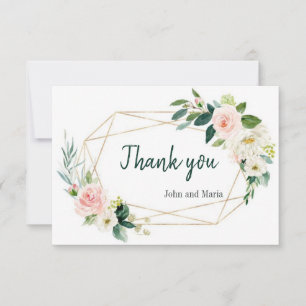 Remerciements Carte de remerciement de mariage floral rose pivoi