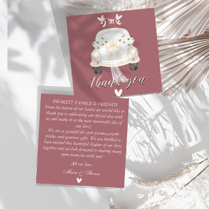 Remerciements Carte de remerciement de mariage floral rose voitu