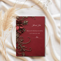 Carte de remerciement de mariage florale 3D Burgun