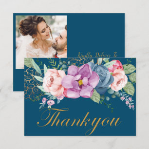 Remerciements Carte de remerciement de mariage florale à l'aquar