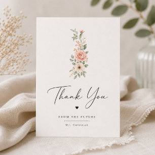 Remerciements Carte de remerciement de mariage florale à script