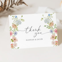 Carte de remerciement de mariage florale aux fleur