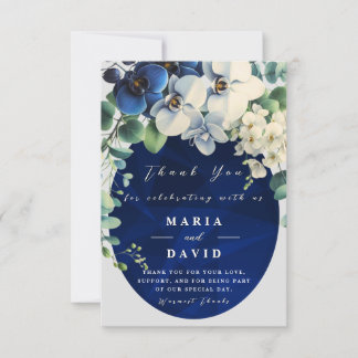 Remerciements Carte de remerciement de mariage florale bleu mari