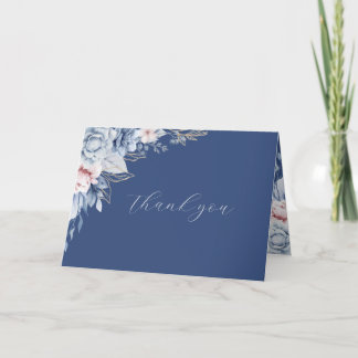 Remerciements Carte de remerciement de mariage florale bleu mari