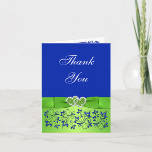 Remerciements Carte de remerciement de mariage florale bleue et 