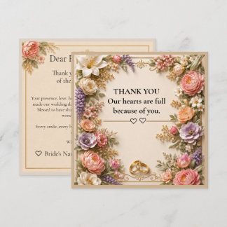 Remerciements Carte de remerciement de mariage florale élégante